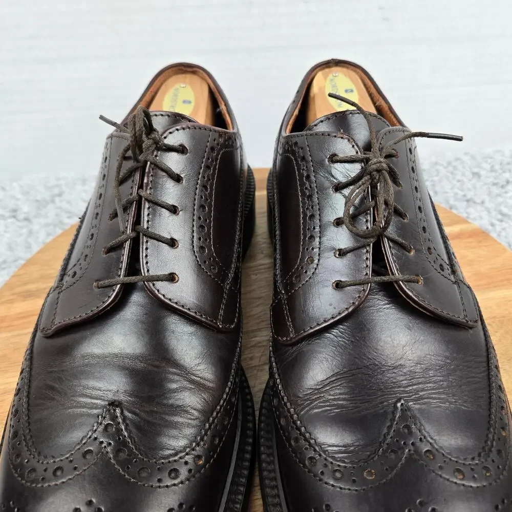 J. Crew Mens 11 Gifford Brown Leather Wingtip Medallion Brogue Derby Dress Shoe